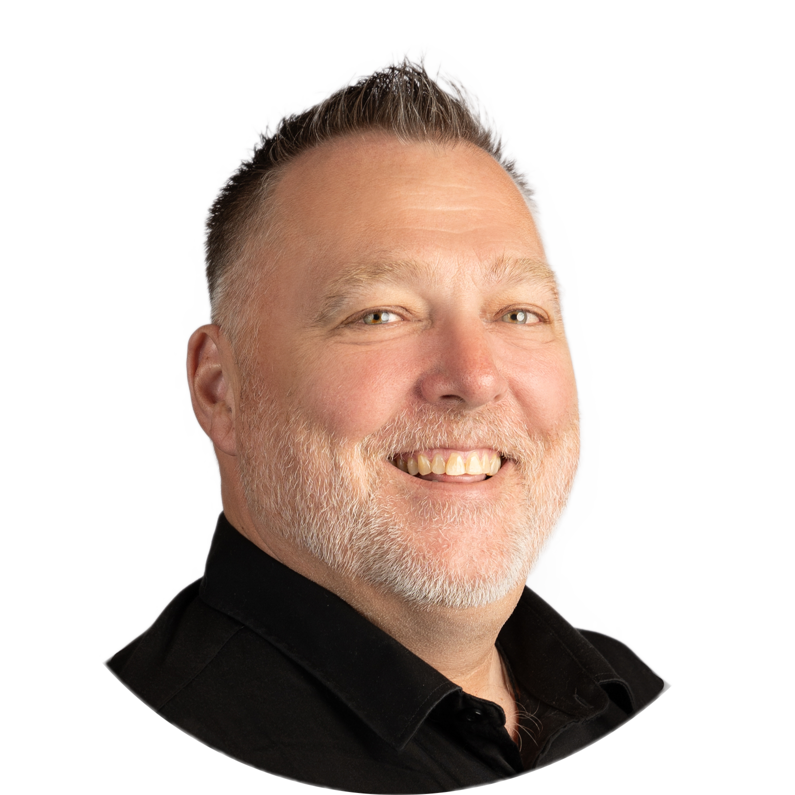 A silhouette of a man 's head in a circle.