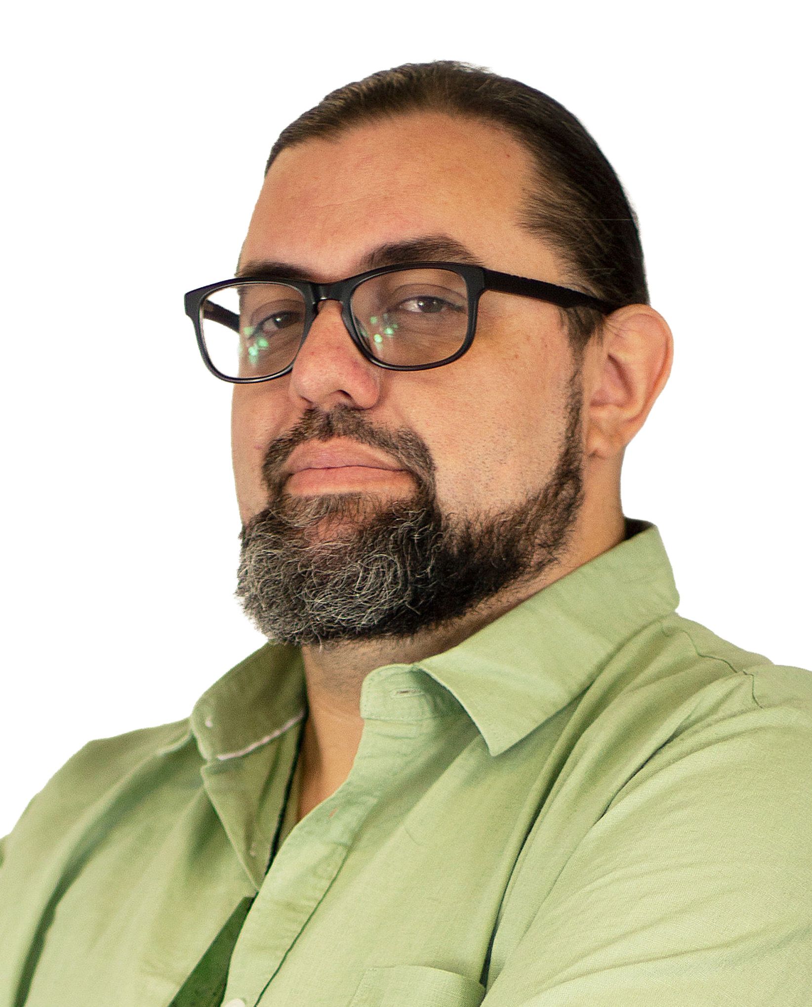 A silhouette of a man 's head in a circle.