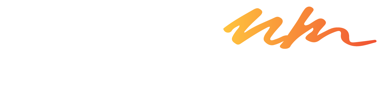 A white background with a red and orange brush stroke