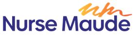 A blue and orange logo for nurse maude
