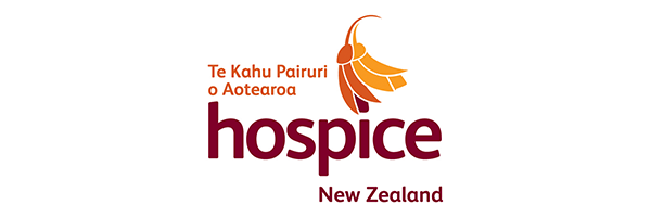 A logo for hospice new zealand with a feather on it