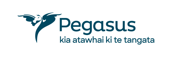 A pegasus logo with a bird on it