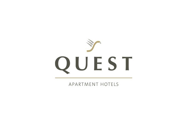 The quest apartment hotels logo is on a white background.