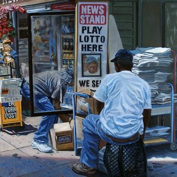 Newsstand | Figurative Oil Painting by John Varriano