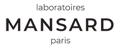Logo des Laboratoires Mansard en texte noir avec « laboratoires » au-dessus de « MANSARD » et « paris » en dessous.