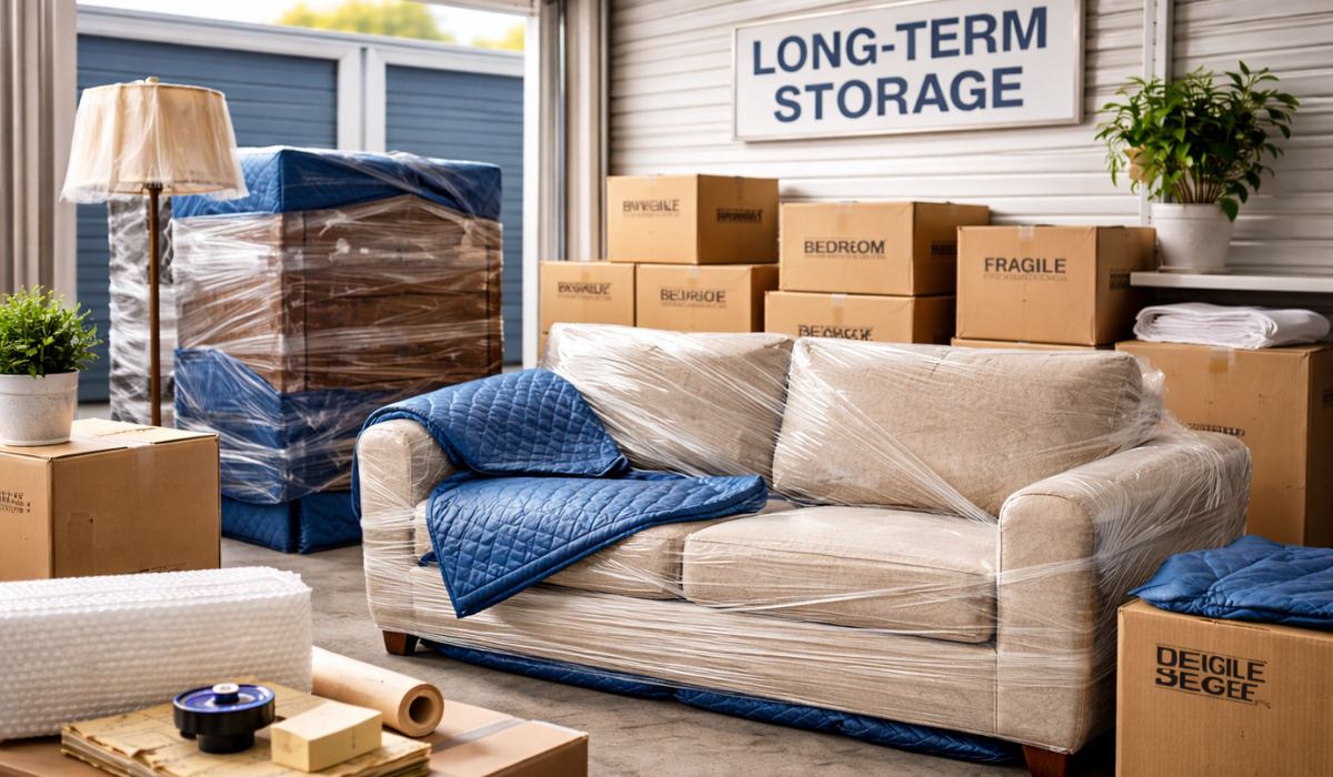 furniture storage packing inside climate controlled storage Atlanta facility