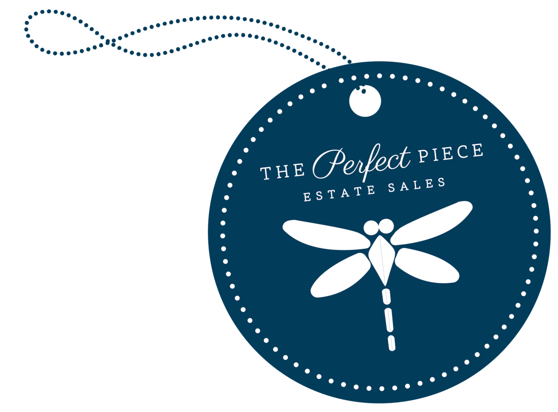 The perfect piece estate sales logo with a dragonfly on it