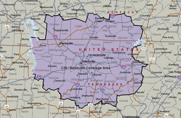 Nashville Service Areas