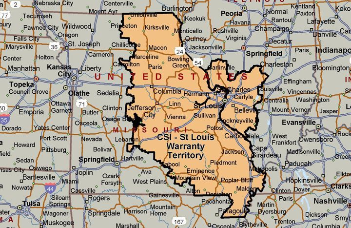 St Louis Warranty Areas
