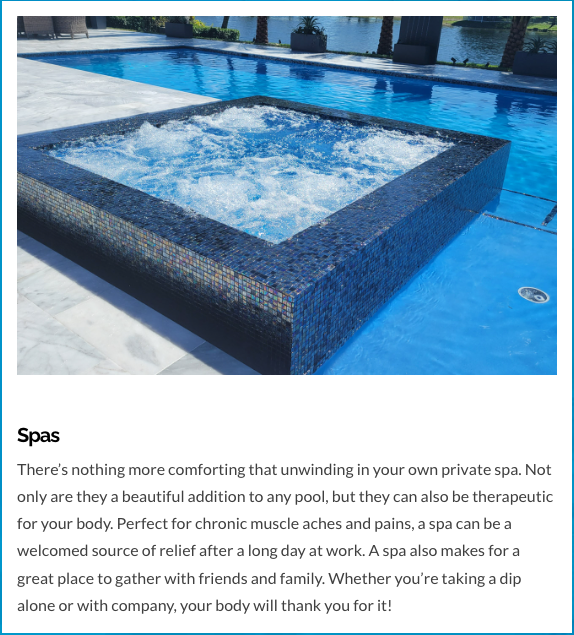 A picture of a spa next to a swimming pool