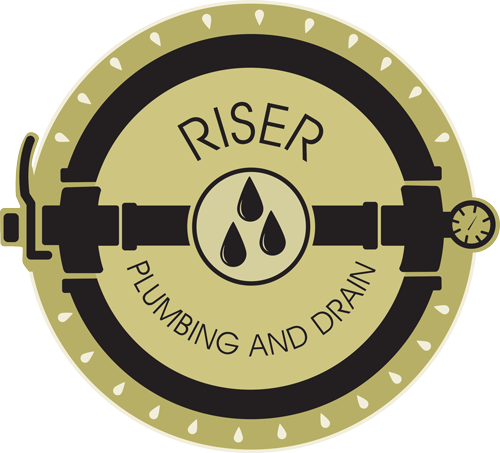 A logo for riser plumbing and drain company