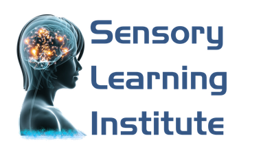 the logo for the sensory learning institute shows a woman 's head with a brain .