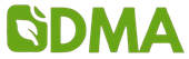 Le logo gdma est vert et comporte une feuille dessus.