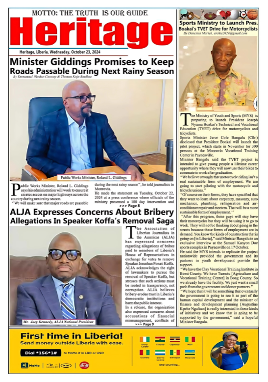 The front page of the heritage newspaper shows a man in a suit and tie