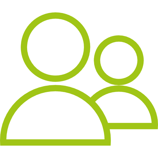 Zwei verbundene Umrissfiguren, die Menschen in Hellgrün darstellen.