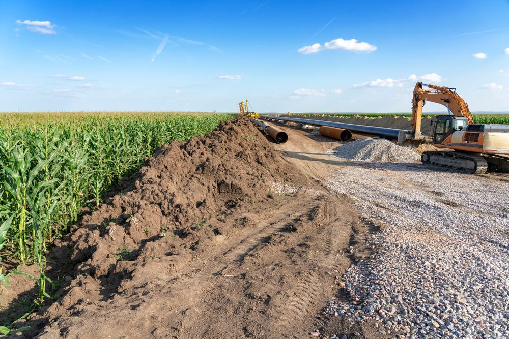 A Large Pile Of Dirt Is Sitting On The Side Of A Road Next To A Field Of Corn — Territory Industries Pty Ltd In Larrimah, NT