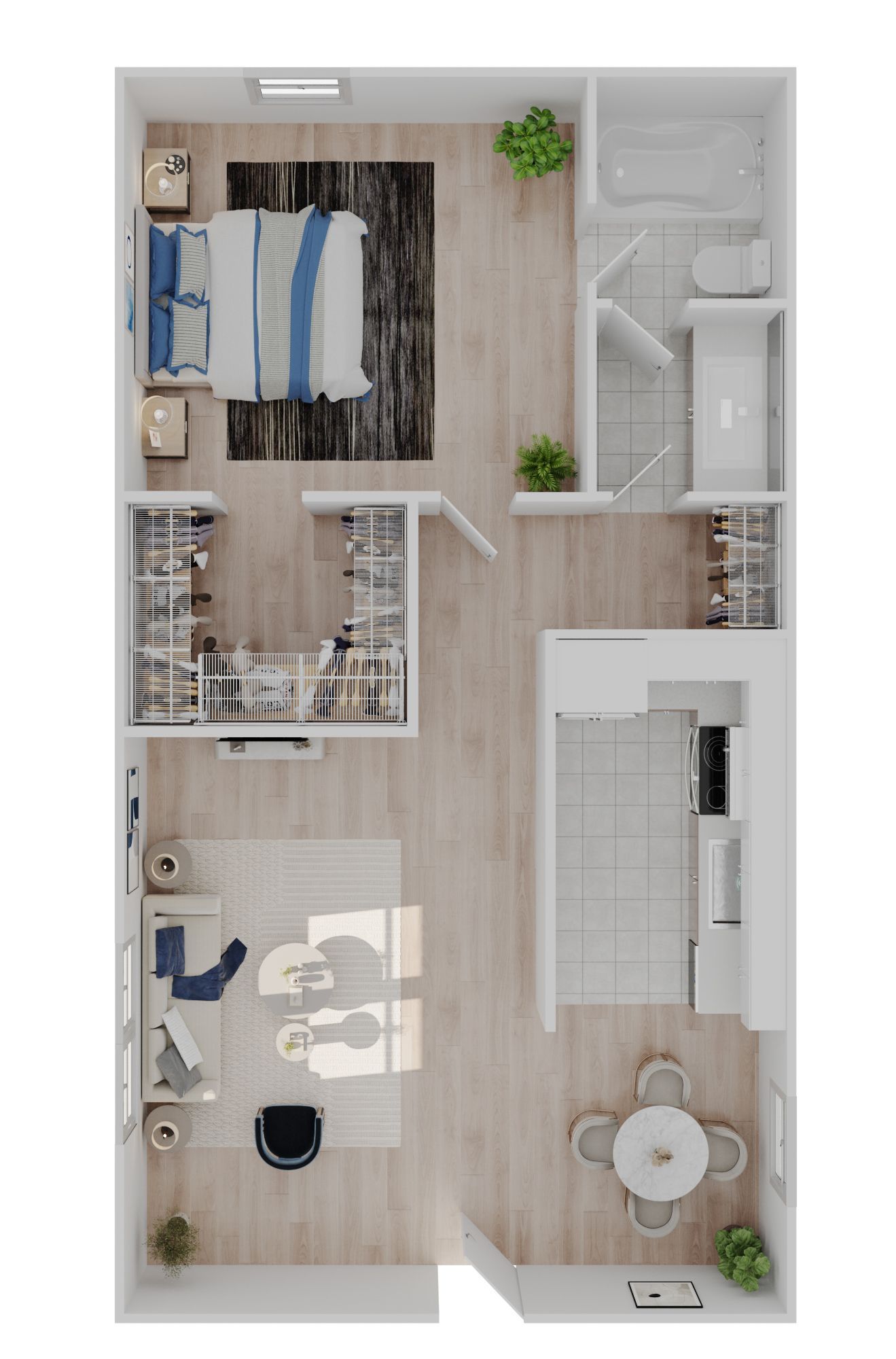 Matterport virtual tour of the Silo floor plan. This floorplan is a 1 bedroom and 1 bathroom with 602 square feet