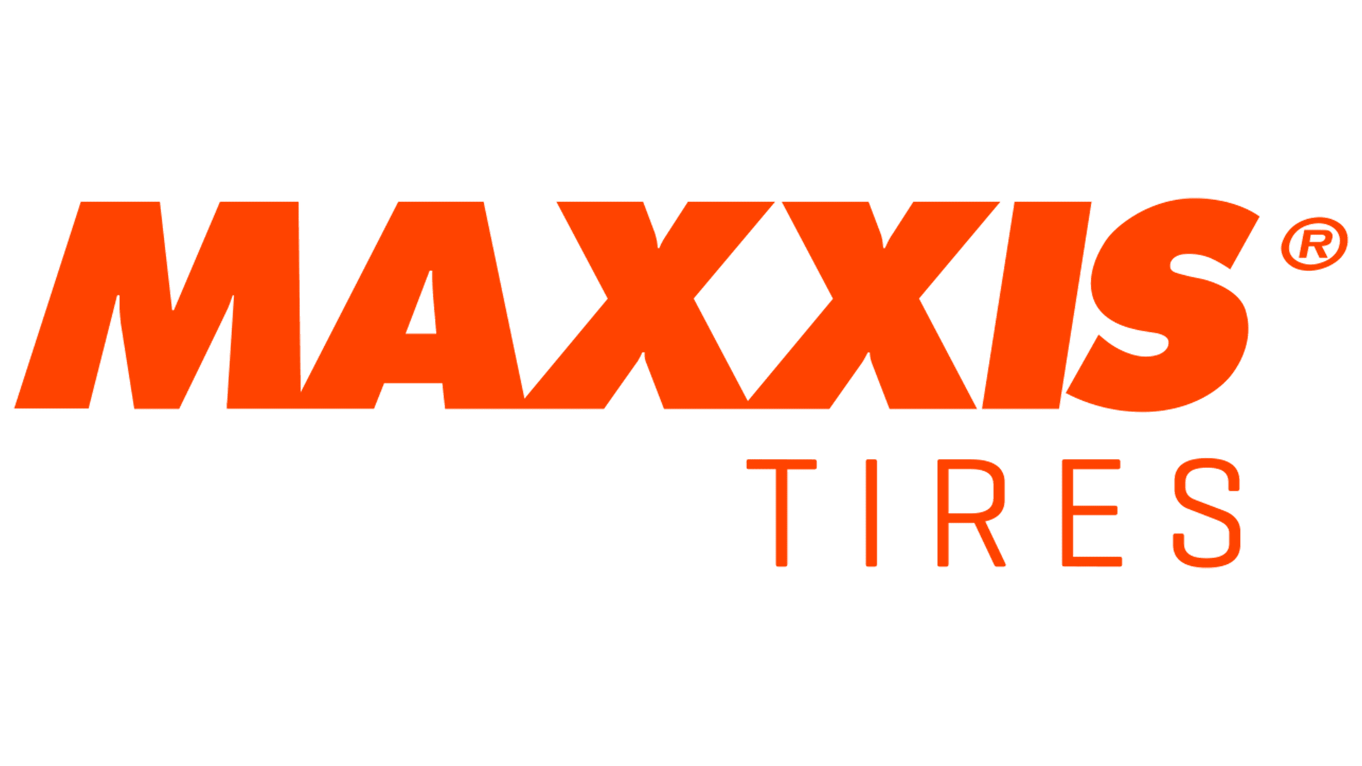 The logo for maxxis tires is orange and white on a white background.