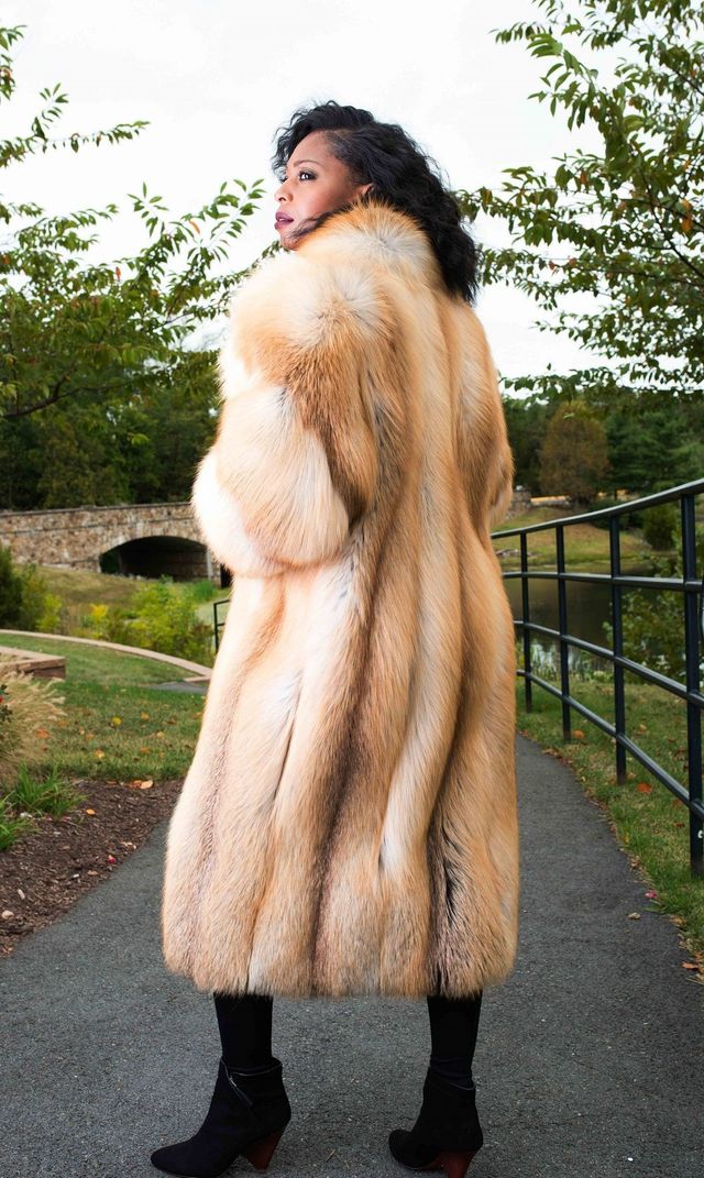 Mink Fur Vest with Fox Fur Trim in Whiskey at