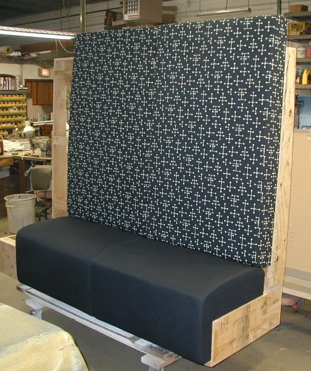 A couch with a pattern of crosses on it