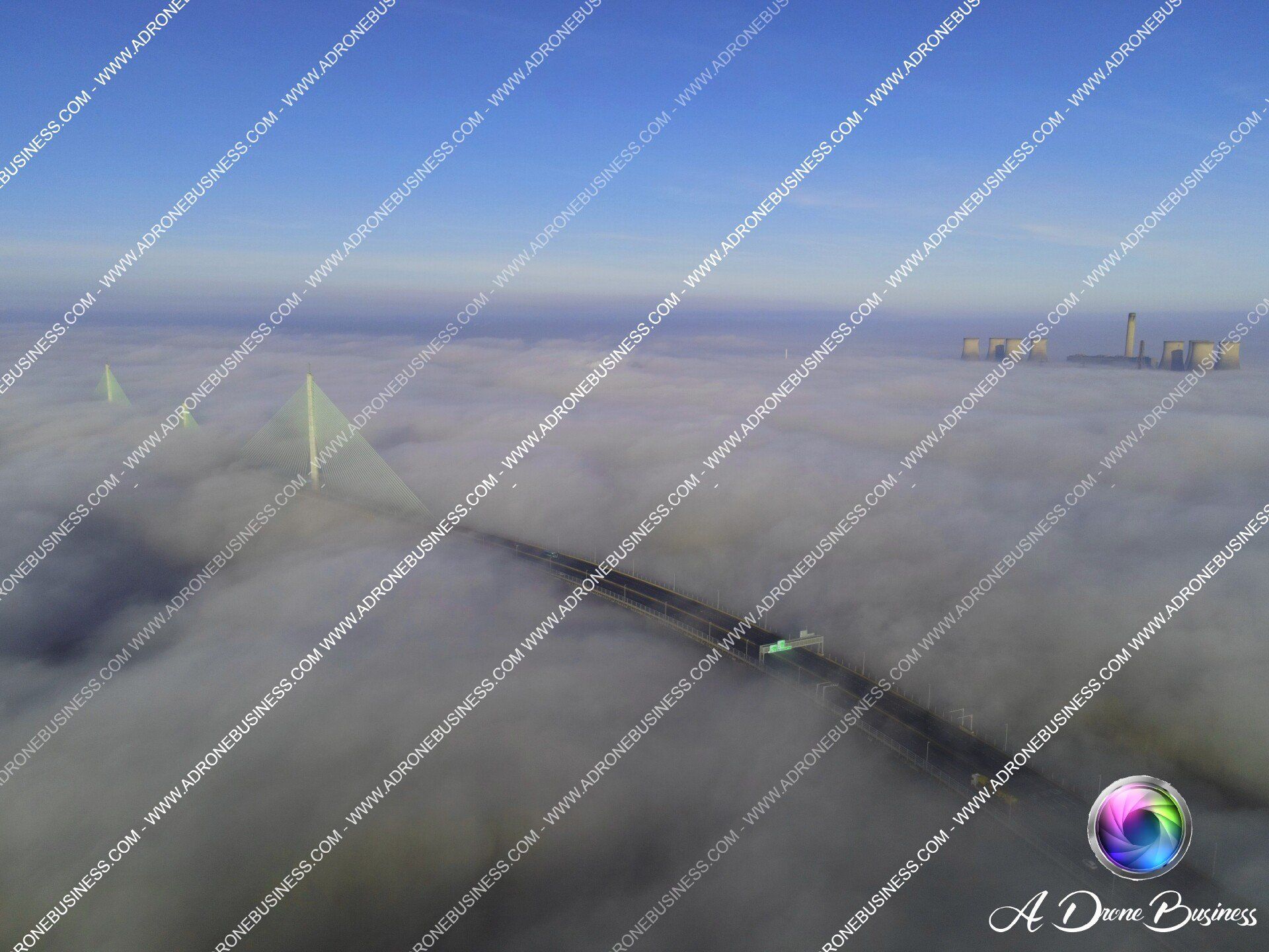 Low cloud encompasses the Mersey Gateway Bridge, Cheshire, Merseyside, Halton, Widnes, Runcorn, Liverpool