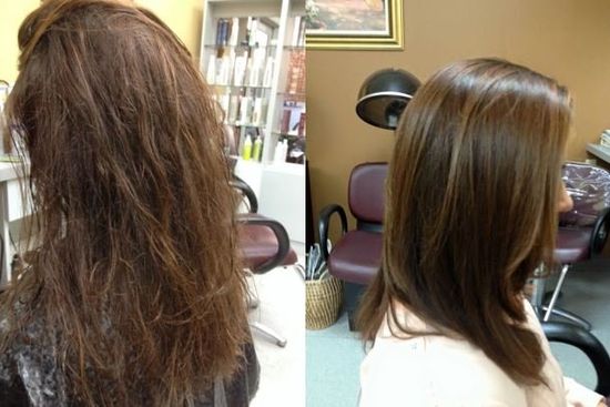 before and after view of hair transformation