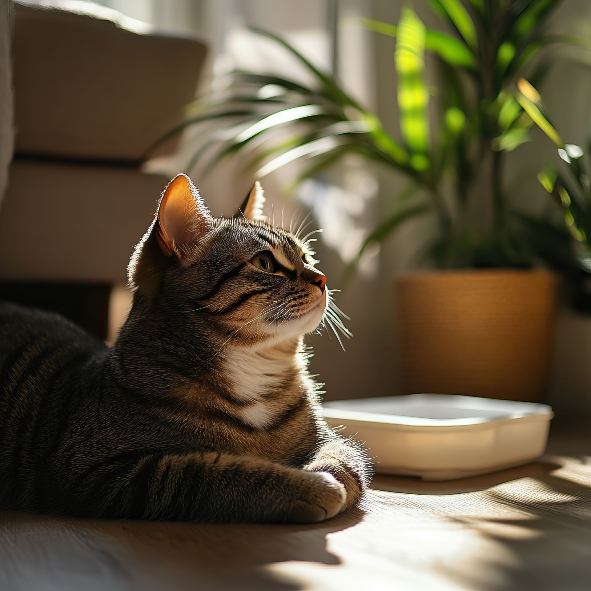 Gato tranquilo en casa