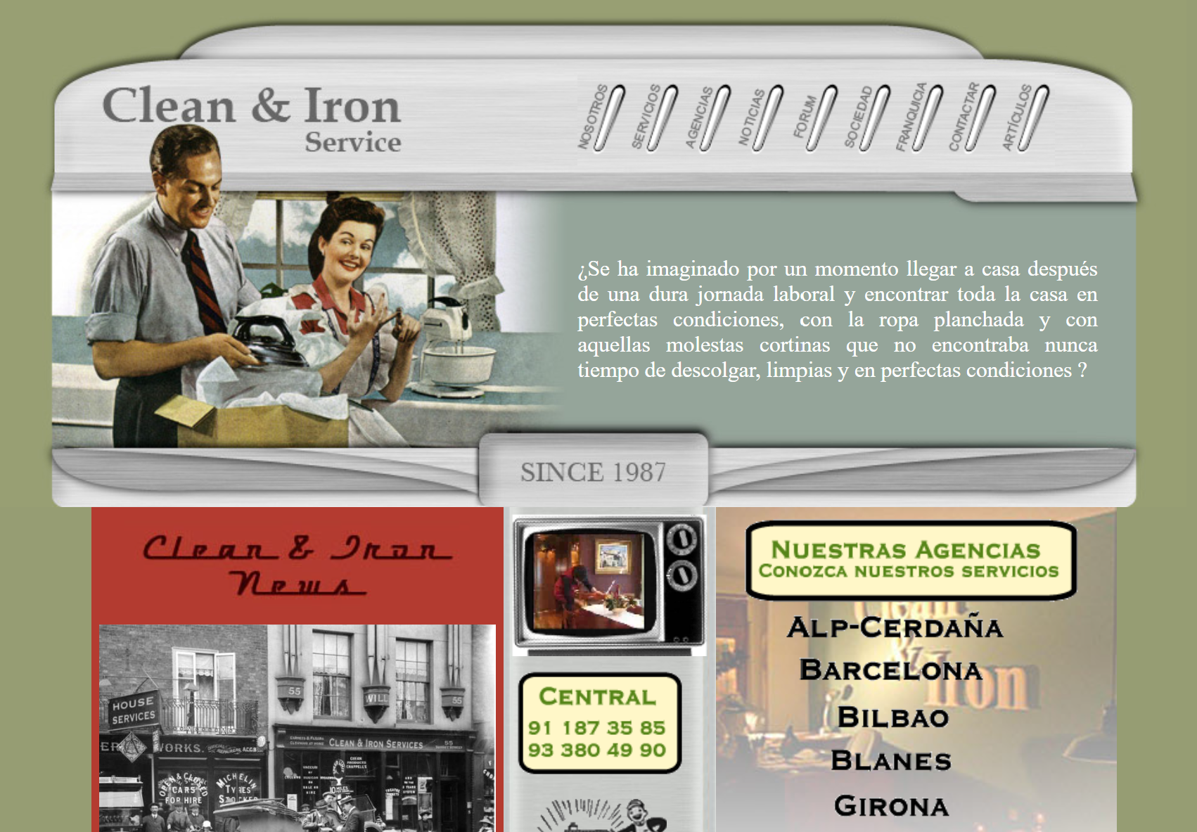 Diseny vintage d ela web de clean and iron service