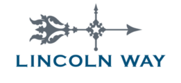 A logo for lincoln way with an arrow pointing to the right