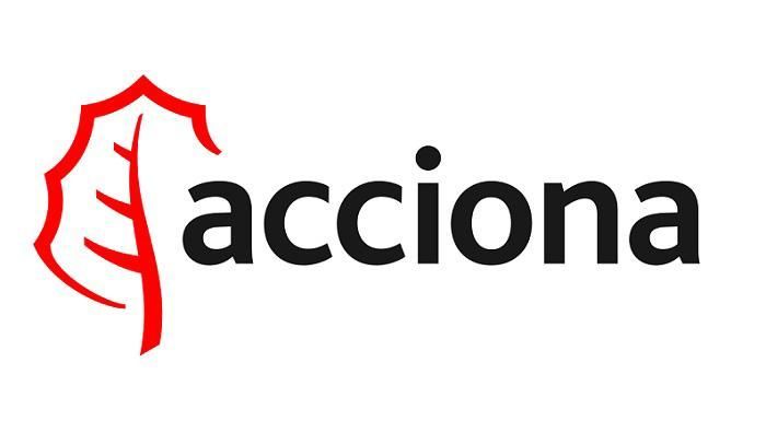 Acciona logo: red leaf icon next to the word "acciona" in black.