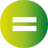 Equal sign in white on a green gradient background.