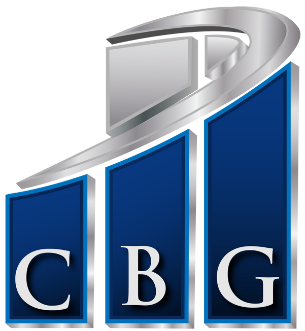 The logo for the carolina benefits group is blue and silver.