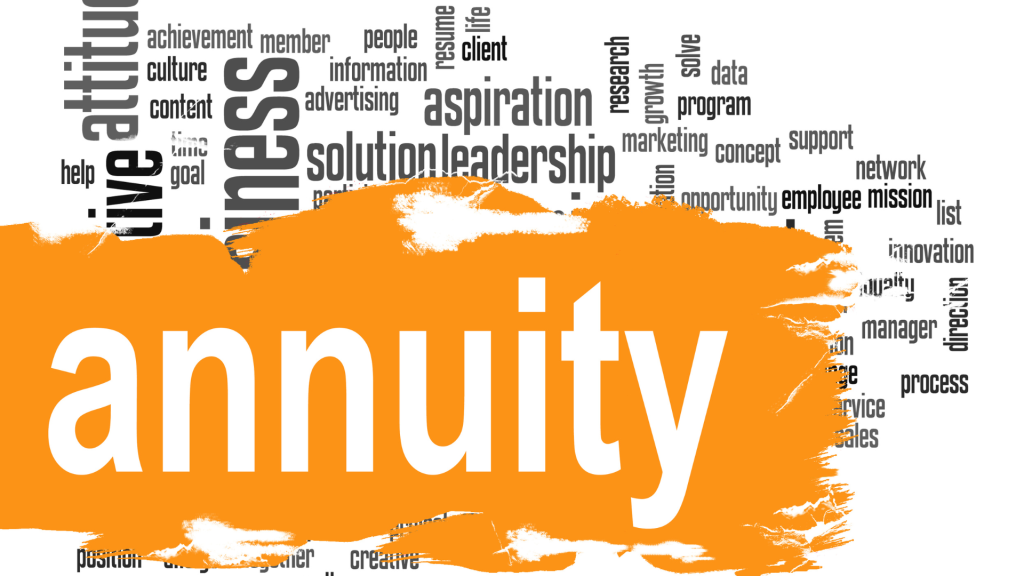 An orange banner with the word annuity on it