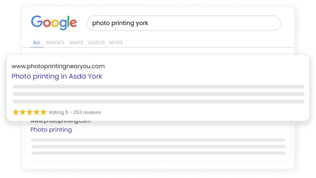 A screenshot of a google search page showing a review for a photographer in new york.