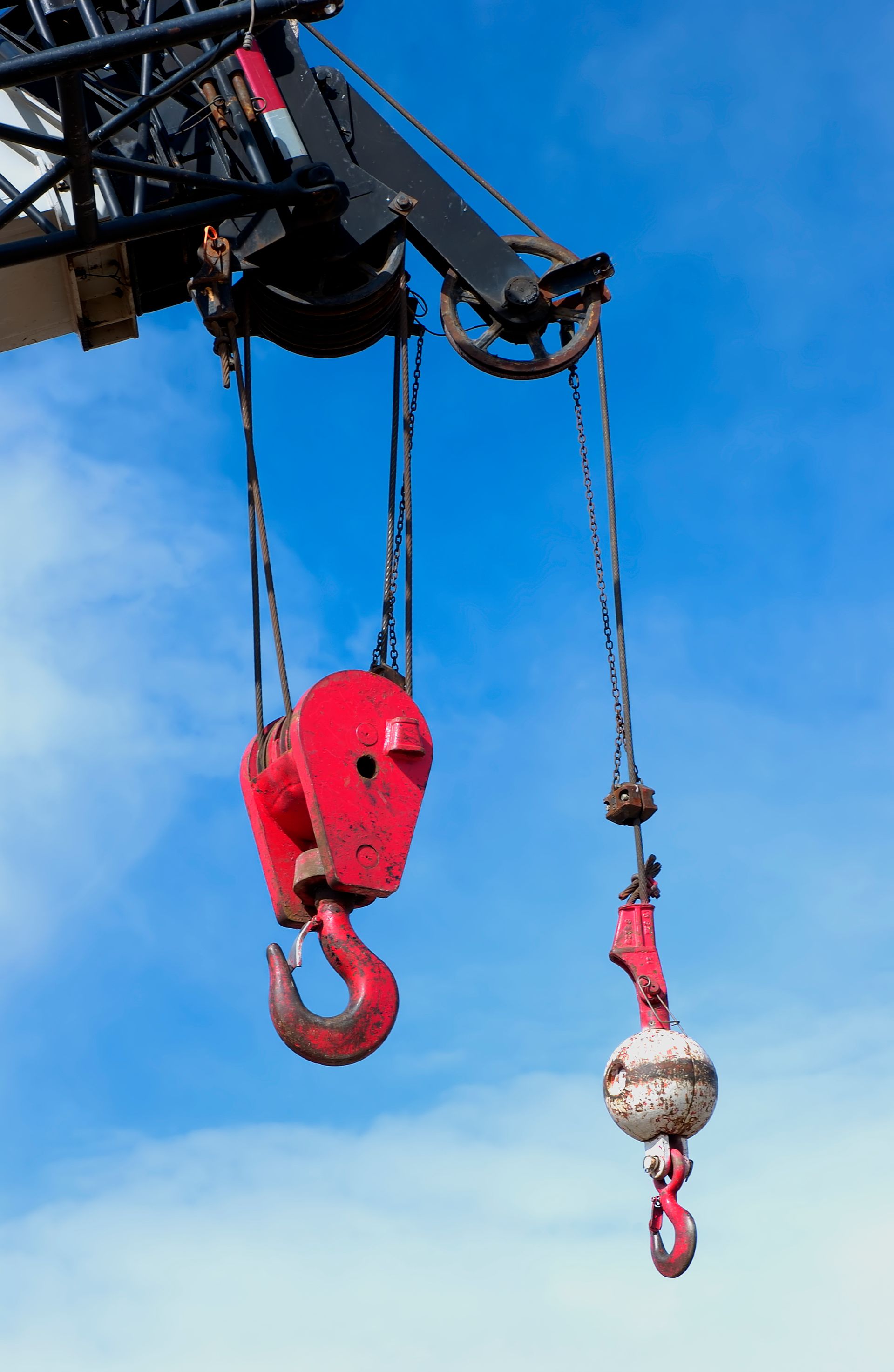 Image of crane suspended in the air.