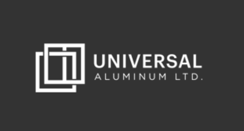 A black and white logo for universal aluminum ltd