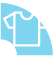 Ícone de camiseta azul-clara com costura branca e contorno de cabide