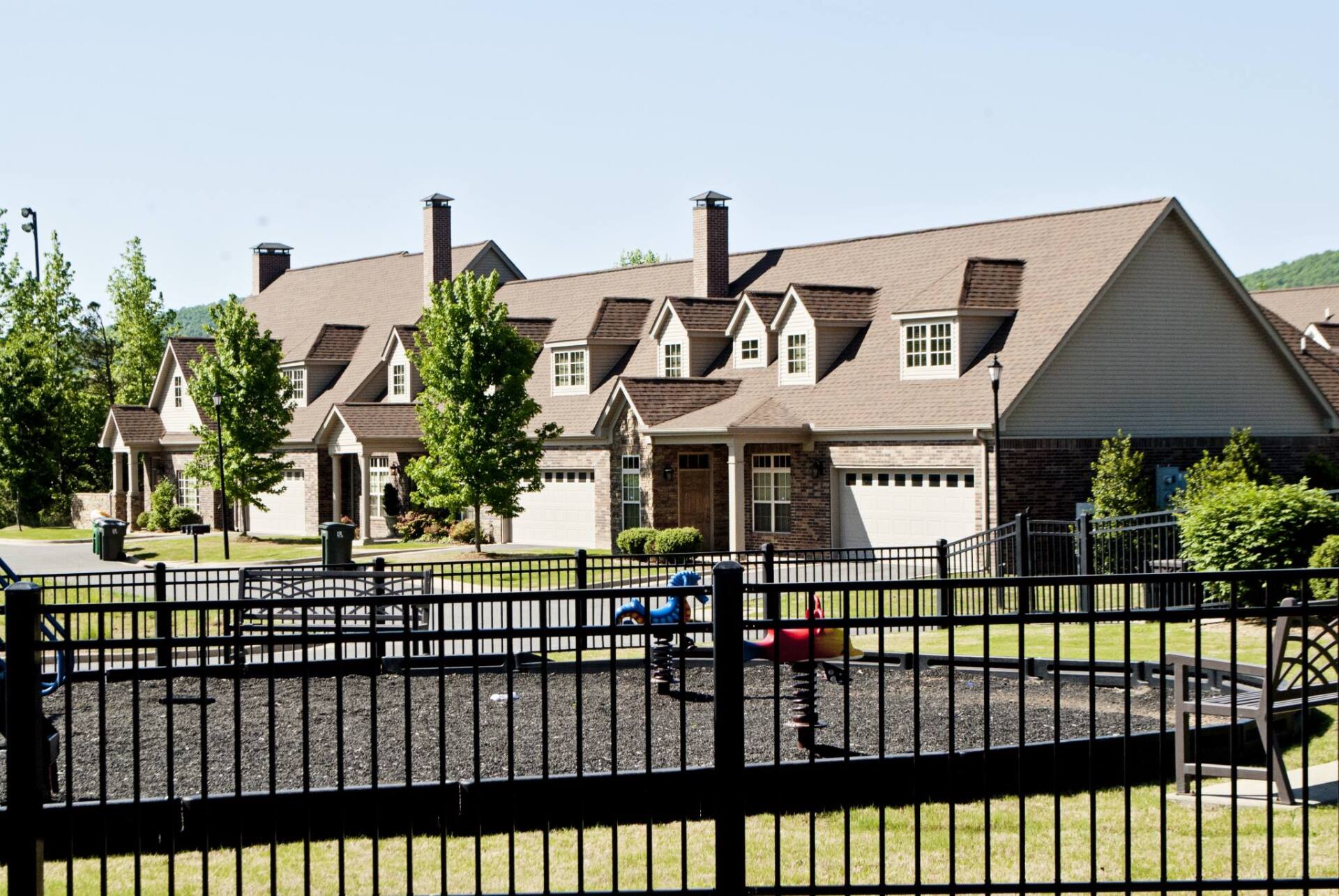 Exterior of building with gate entrance