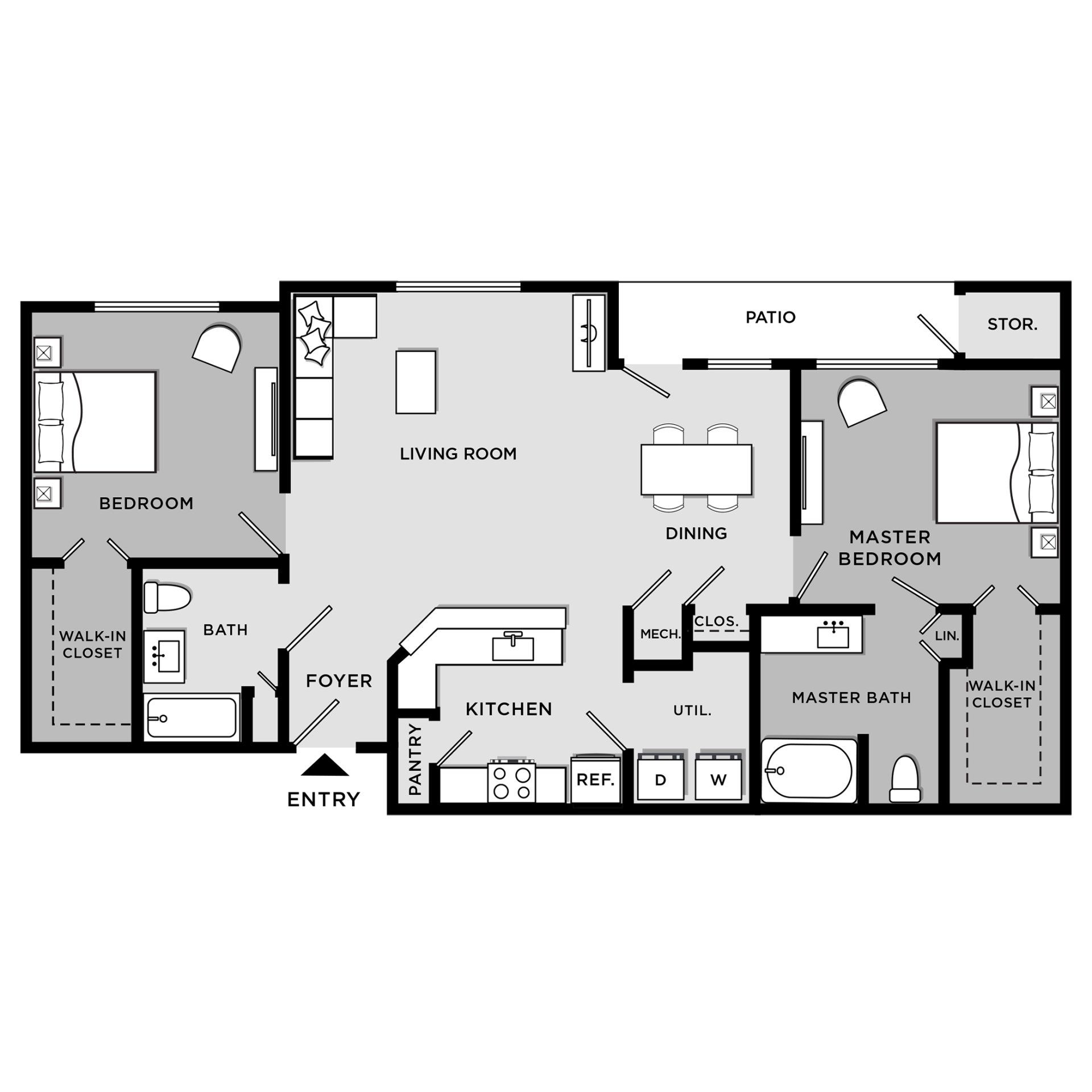 2 bedroom 2 bath floor plan