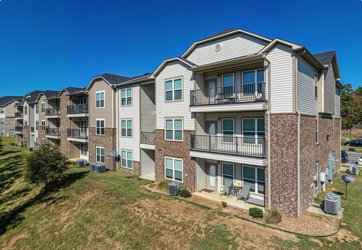 Exterior view aerial of apartments