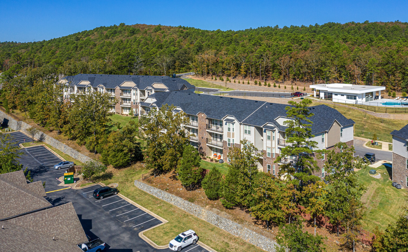 Exterior view aerial of apartments