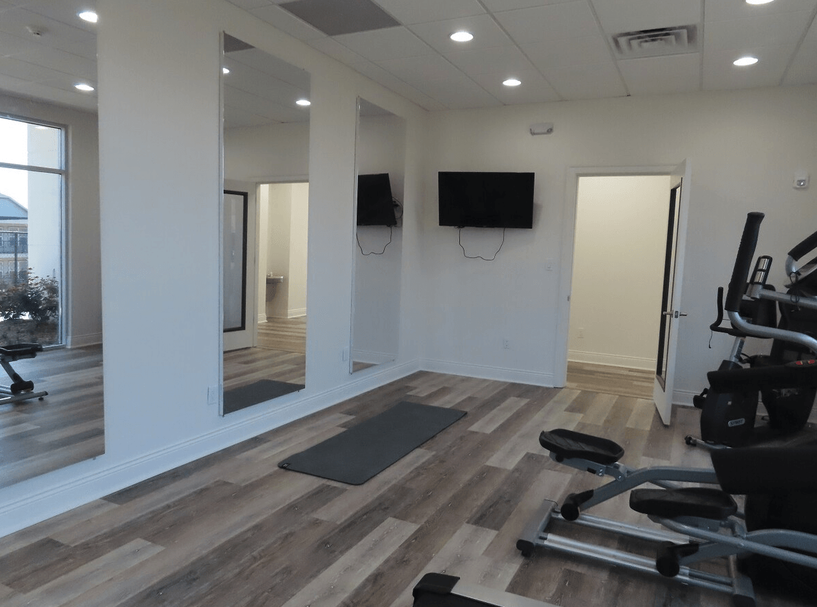 Interior of apartment with vinyl flooring