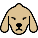A cartoon drawing of a dog 's head with a serious look on its face.