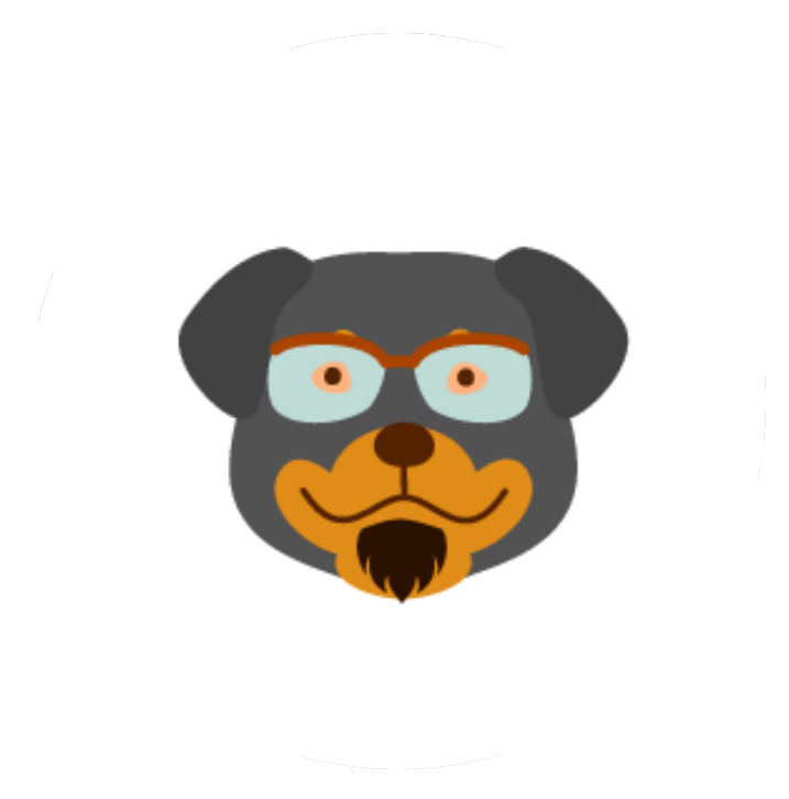 A cartoon dog with glasses and a beard A cartoon dog with glasses and a beard