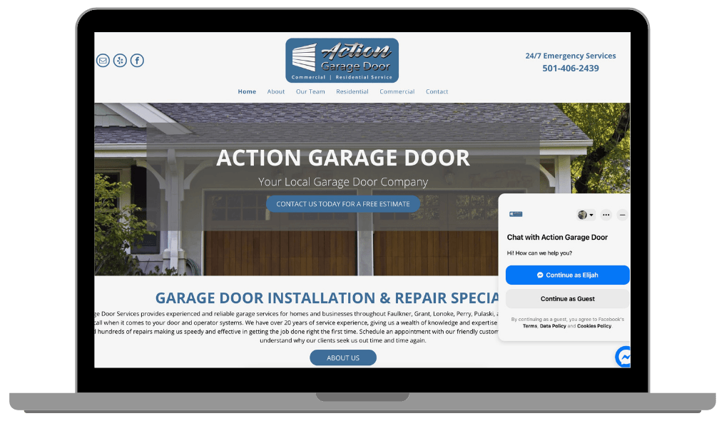 Website Mockup For Action Garage Door Company in Arkansas