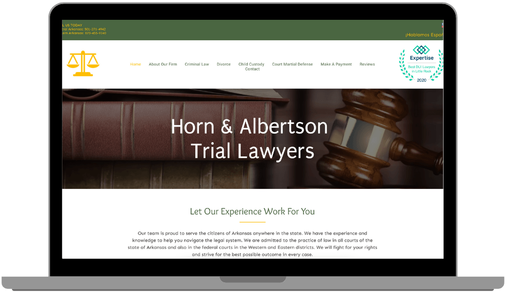 Website mockup for attorney/lawyer website in Little Rock AR