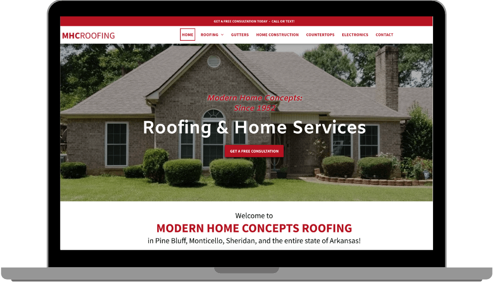 MHC Roofing Website Mockup for Roofing Company in Arkansas