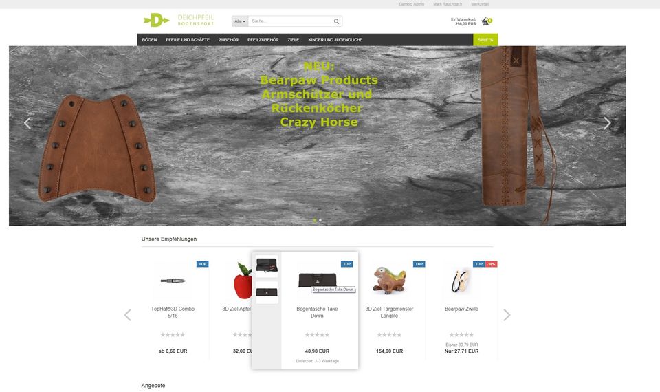Onlineshop für Bogensportartikel Bearpaw Fachhändler