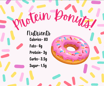 A picture of a donut with the words protein donuts on it