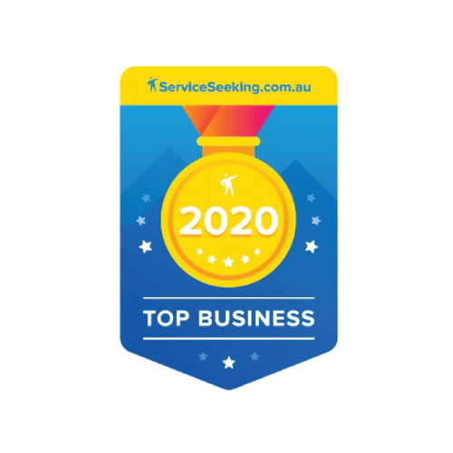 A medal that says top business on it